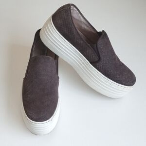 Grey Suede Steve Madden Slip On Platform Loafers / Shoes 8